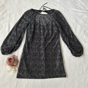 Laundry By Shelli Segal Black Rosette Long Sleeve Dress Size 6